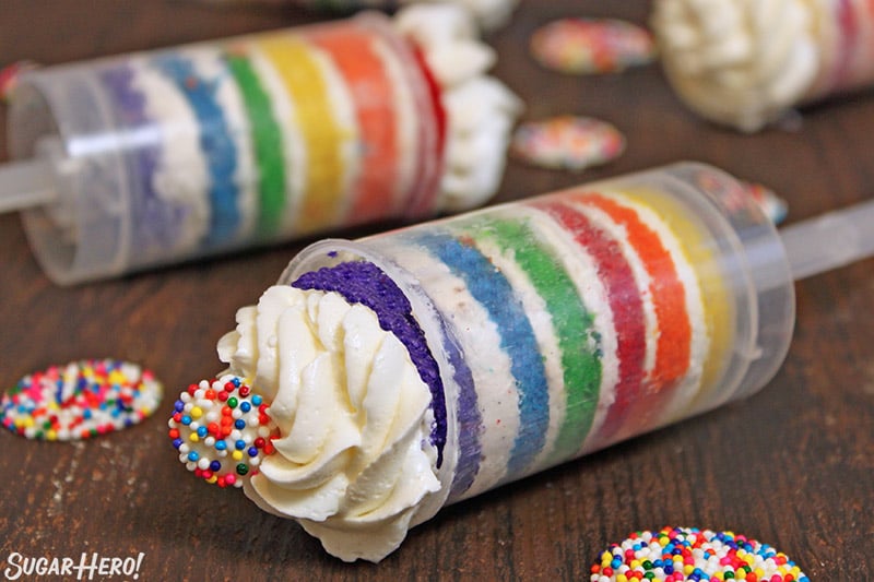 Rainbow Cake Push-Up Pops - SugarHero